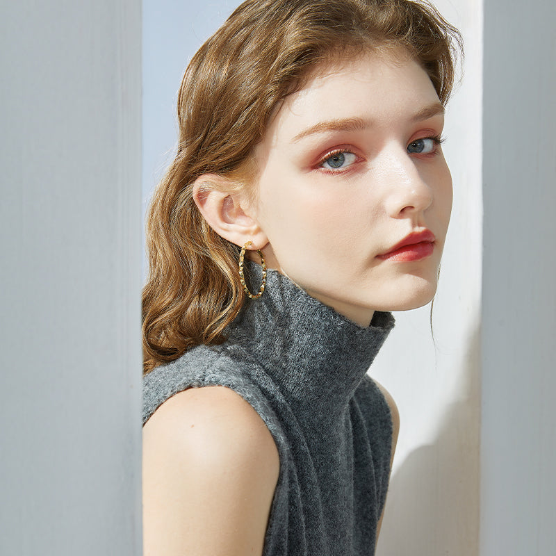 Minimalist Gold Hoops — product and styling view 2