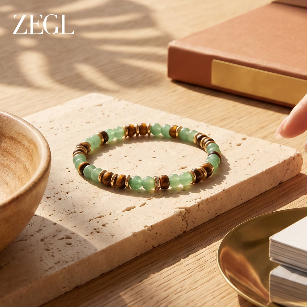 ZEGL Crystal Bead Bracelet — product and styling view 3