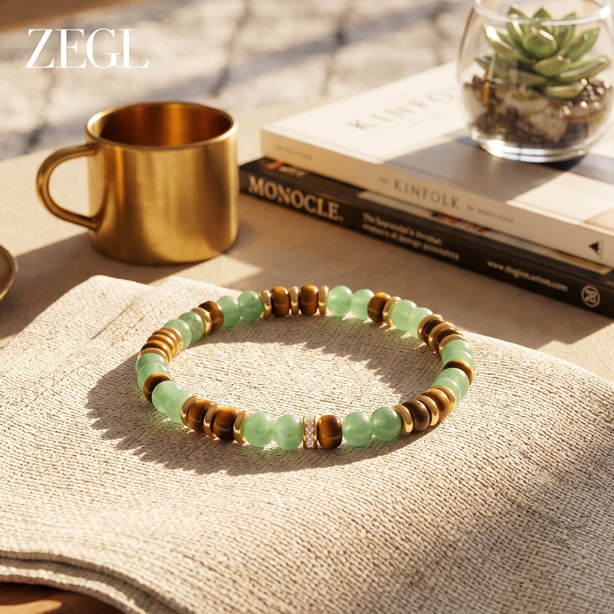ZEGL Crystal Bead Bracelet — product and styling view 2