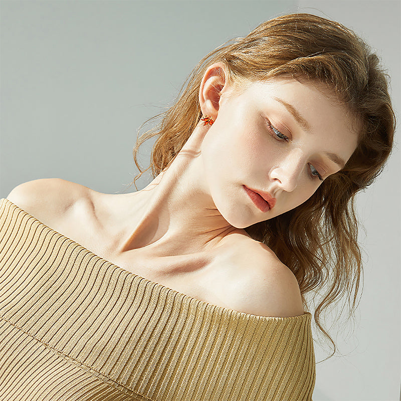 Dainty Maple Leaf Studs — product and styling view 8