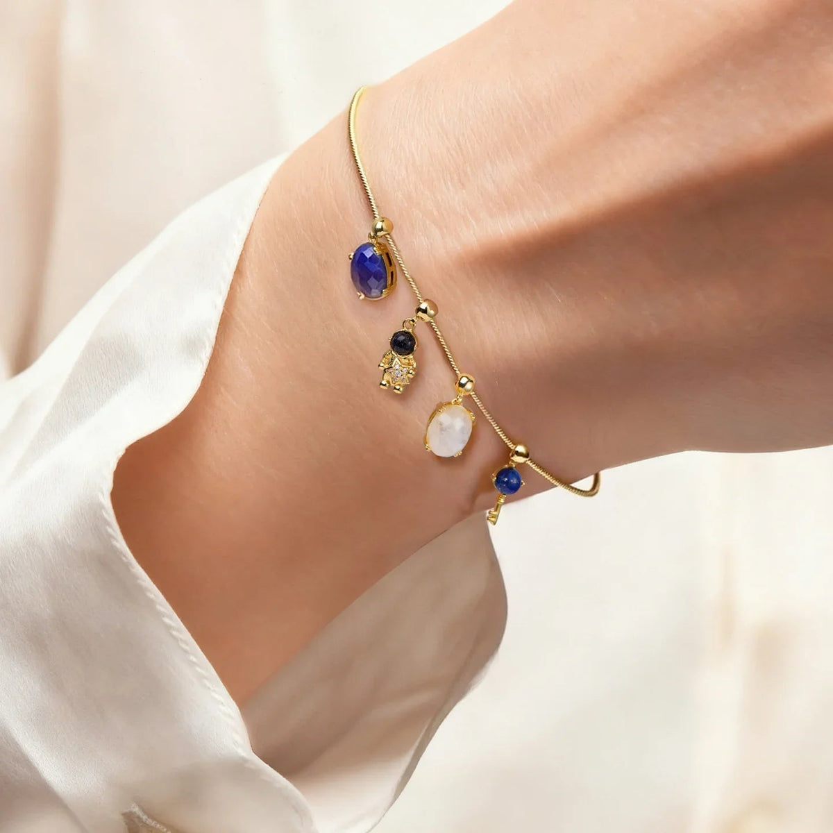 Adjustable Slider Charm Bracelet — product and styling view 3