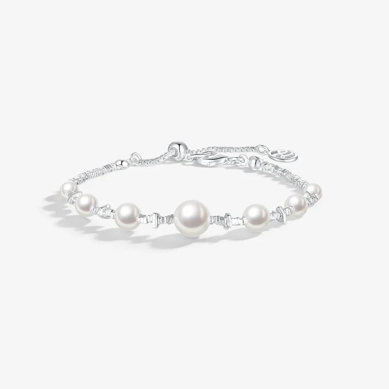 Layered Crushed Silver Bracelet — product and styling view 1