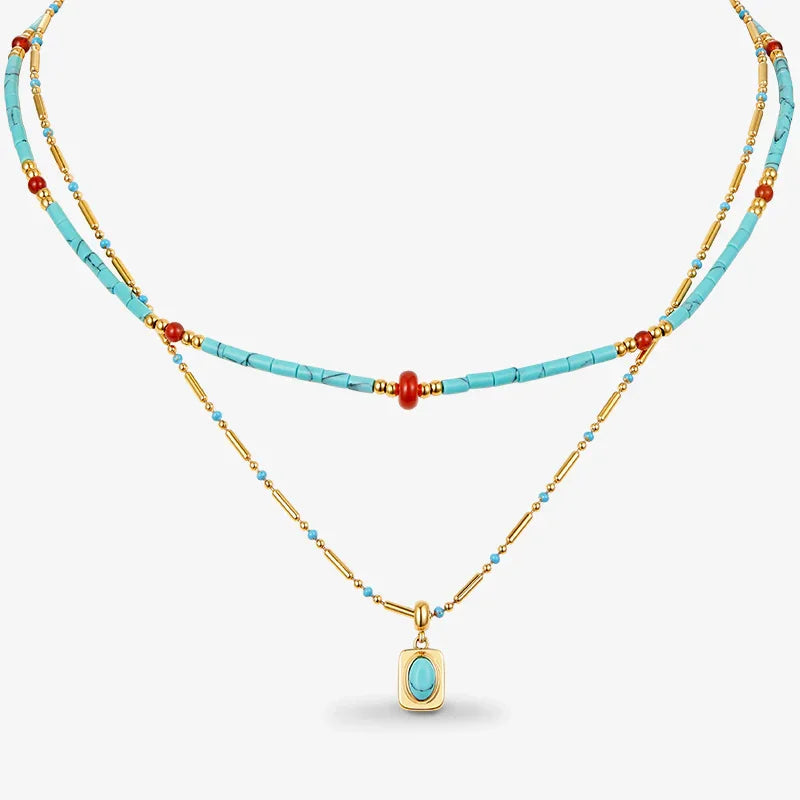 Azure Turquoise Necklace Set — product and styling view 1