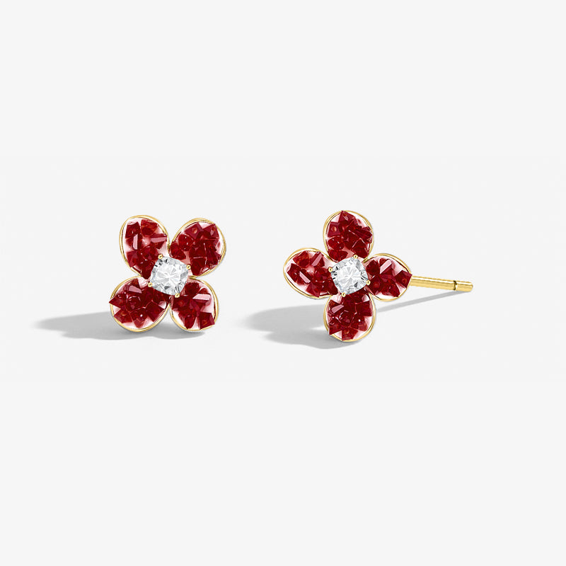 Crimson Blossom Studs — product and styling view 1