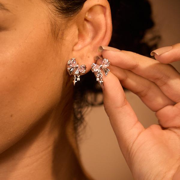 Luxe Bow Tassel Earrings — product and styling view 4