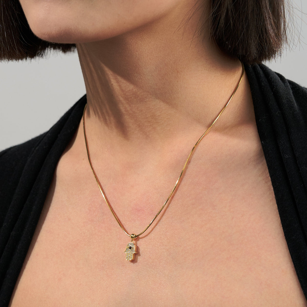 Pavé Crystal Hamsa Hand Charm — product and styling view 2