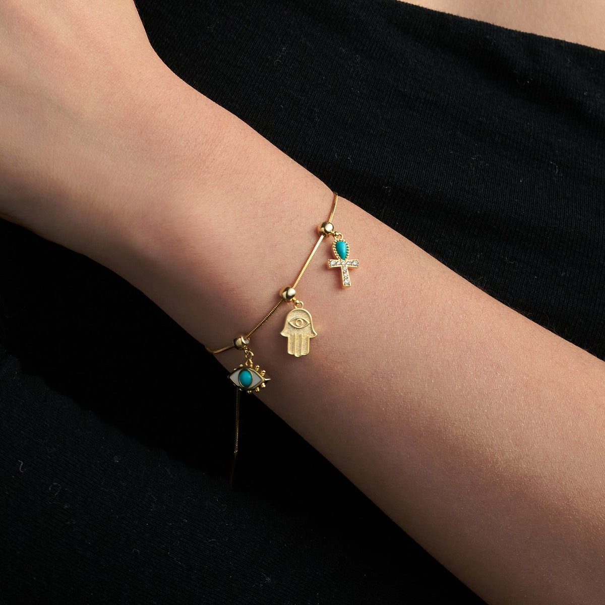 Pavé Crystal Hamsa Hand Charm — product and styling view 6