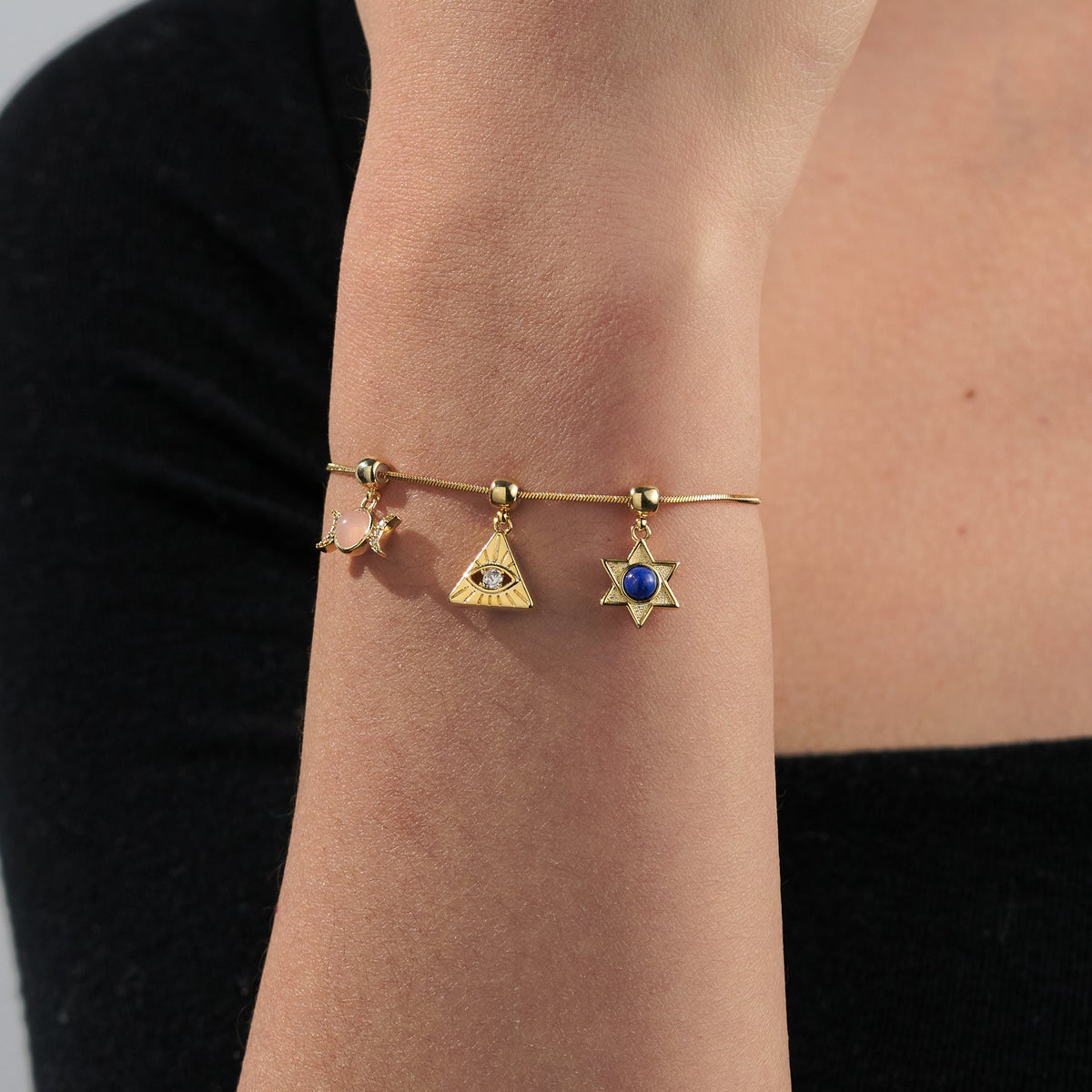 Mystic Pyramid Eye Charm — product and styling view 3