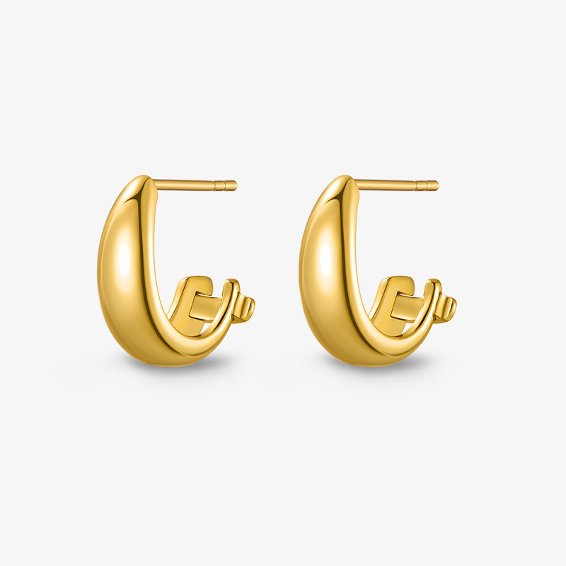 Chunky Gold Charm Hoops (Base) — product and styling view 1