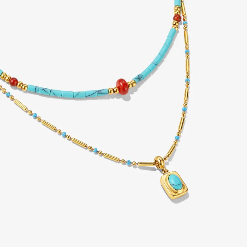 Azure Turquoise Necklace Set — product and styling view 6