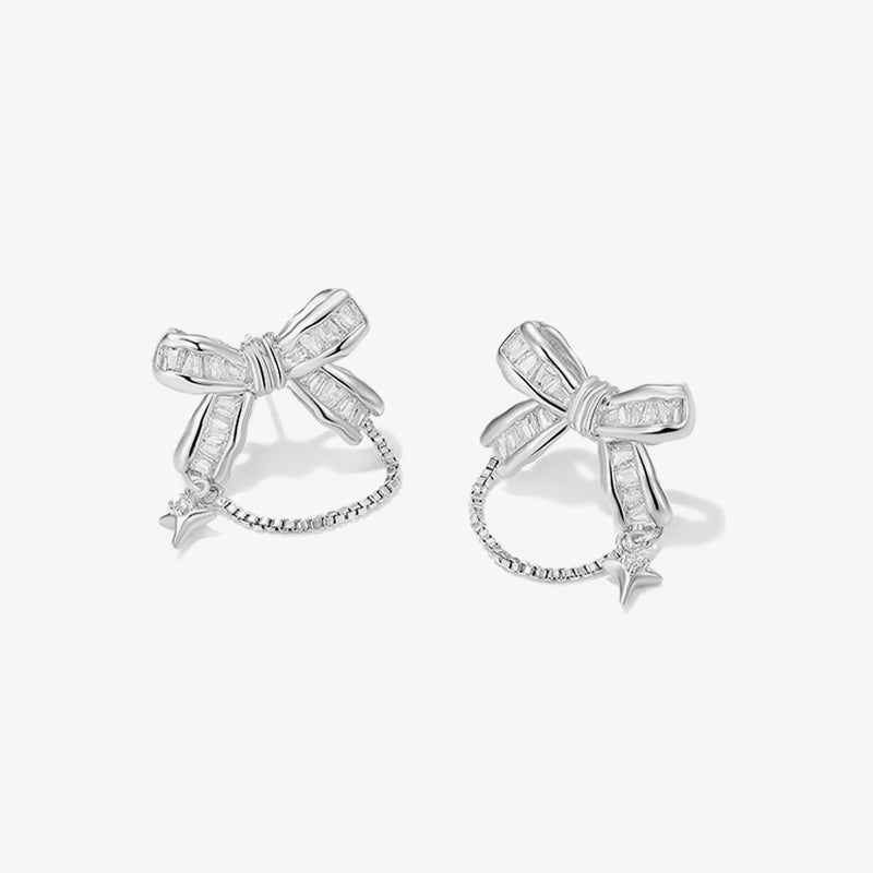 Dainty Bow Earrings — product and styling view 1