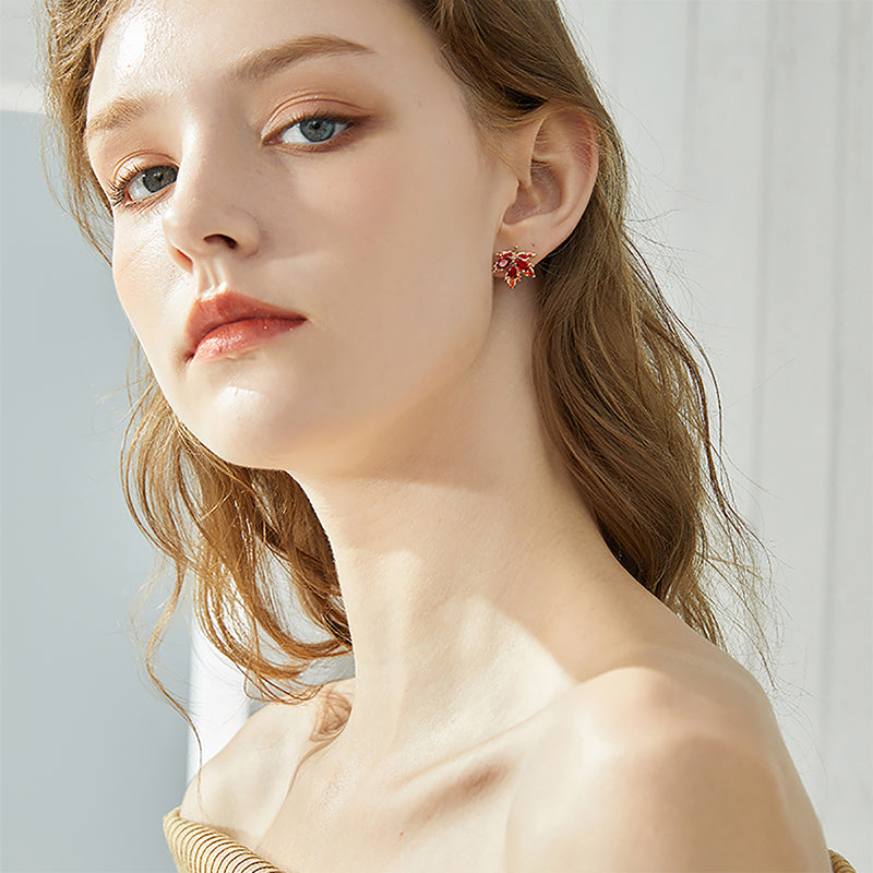 Dainty Maple Leaf Studs — product and styling view 6