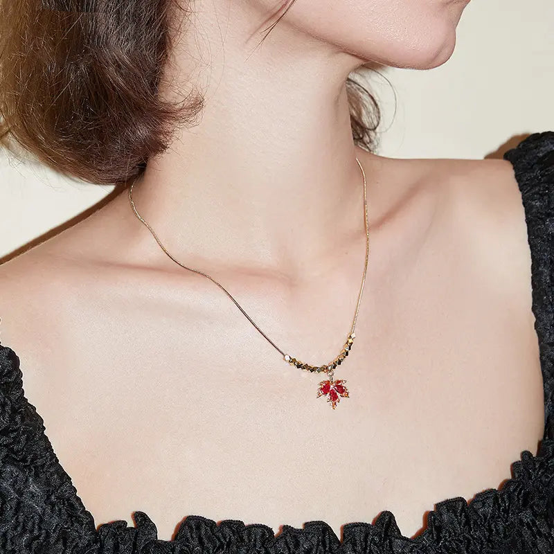 Crimson Maple Necklace — product and styling view 4