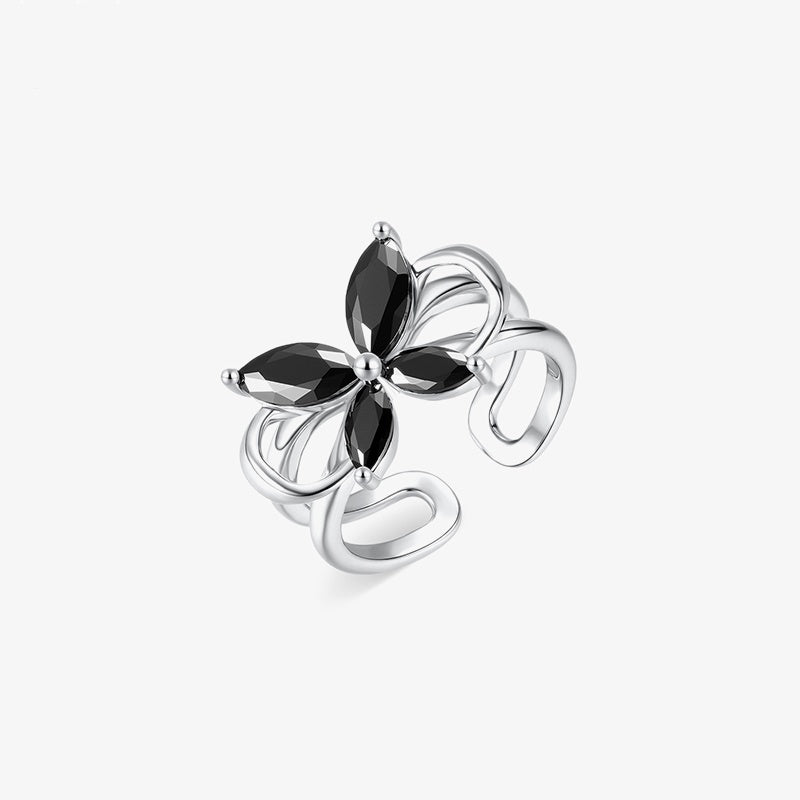 Adjustable Shadow Butterfly Ring — product and styling view 1