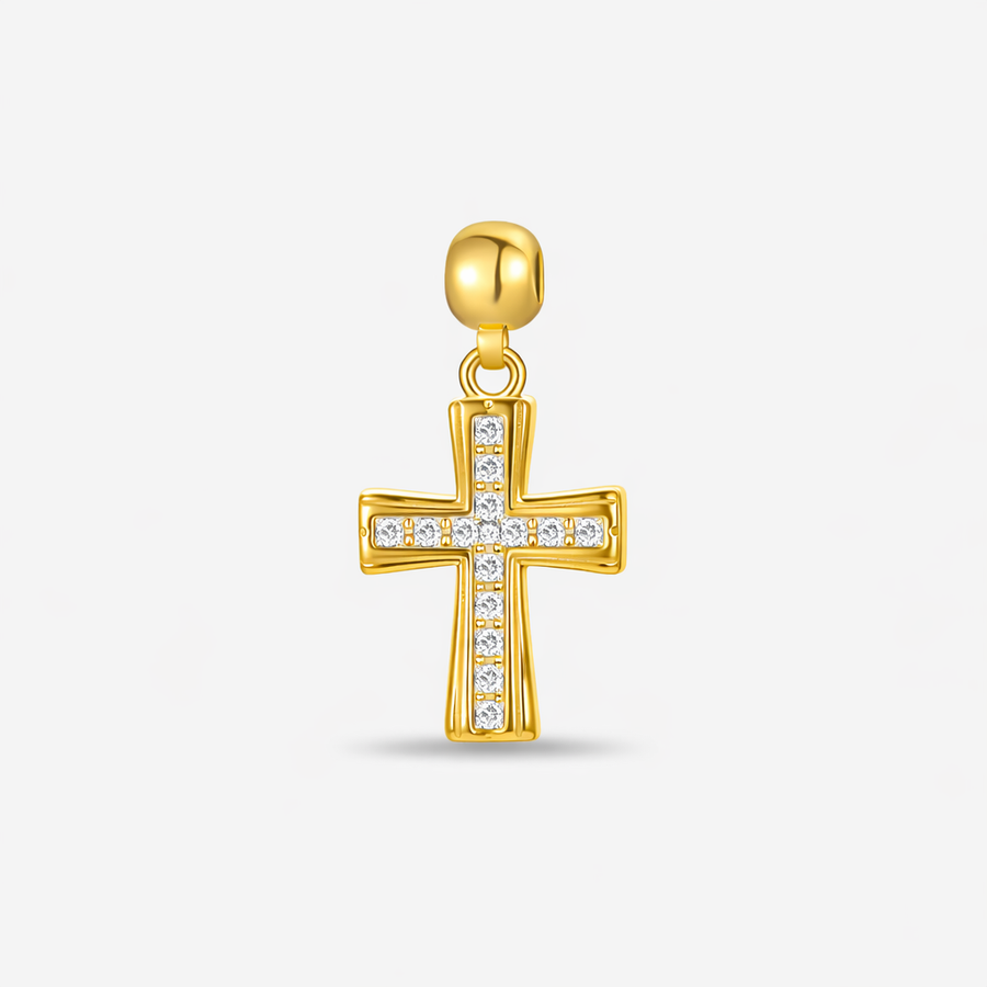 Classic Pavé Cross Charm — product and styling view 1