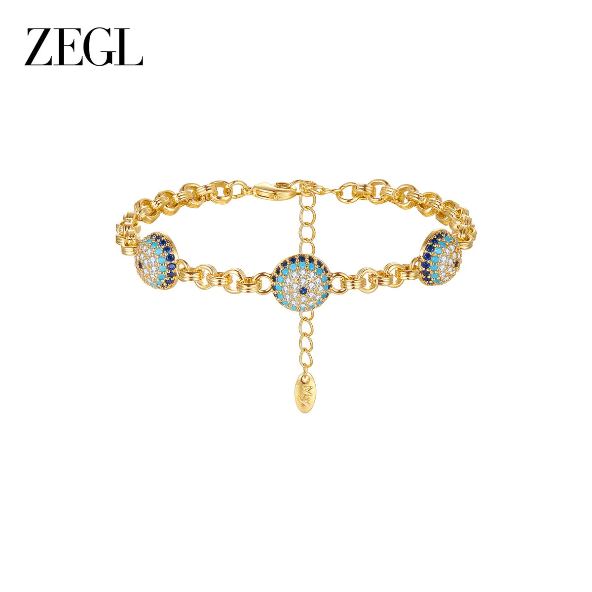 ZEGL 18K Gold Symbol Charm Bracelet — product and styling view 8