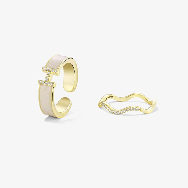 Adjustable Wave H letter Ring — product and styling view 1