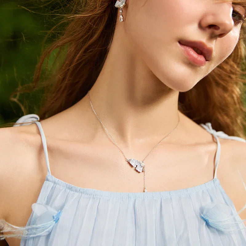 Ice Crystal Butterfly Necklace — product and styling view 4
