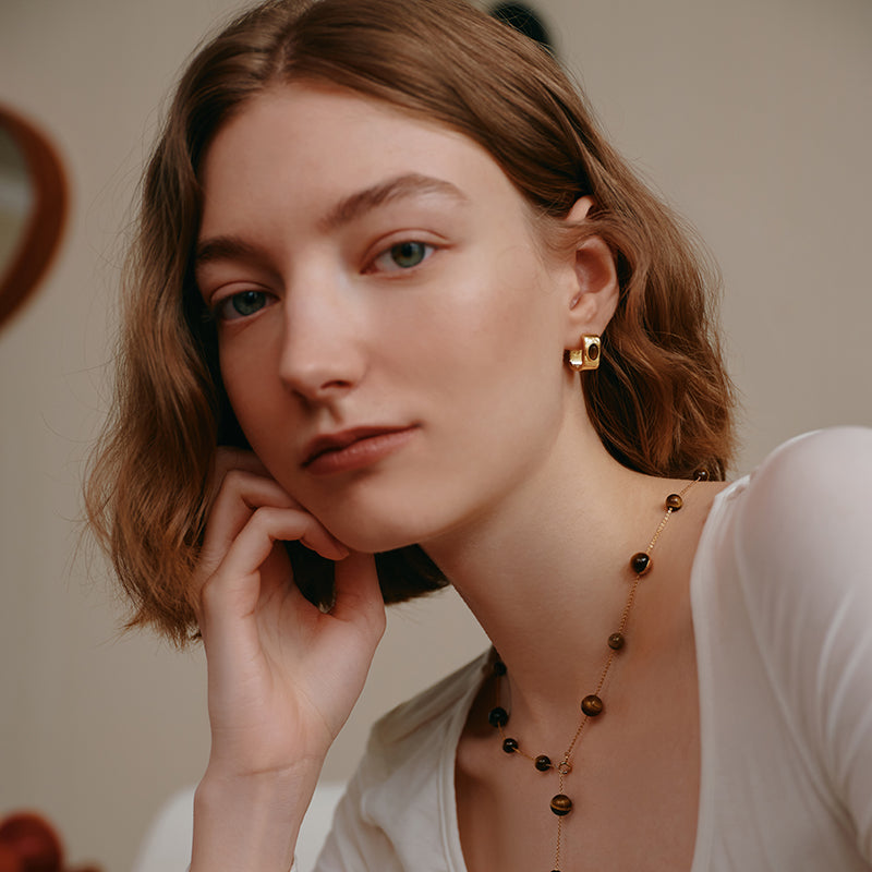 Dawn Gold Hoops — product and styling view 7