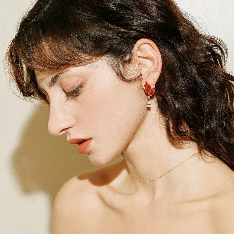Crimson Butterfly Earrings — product and styling view 2