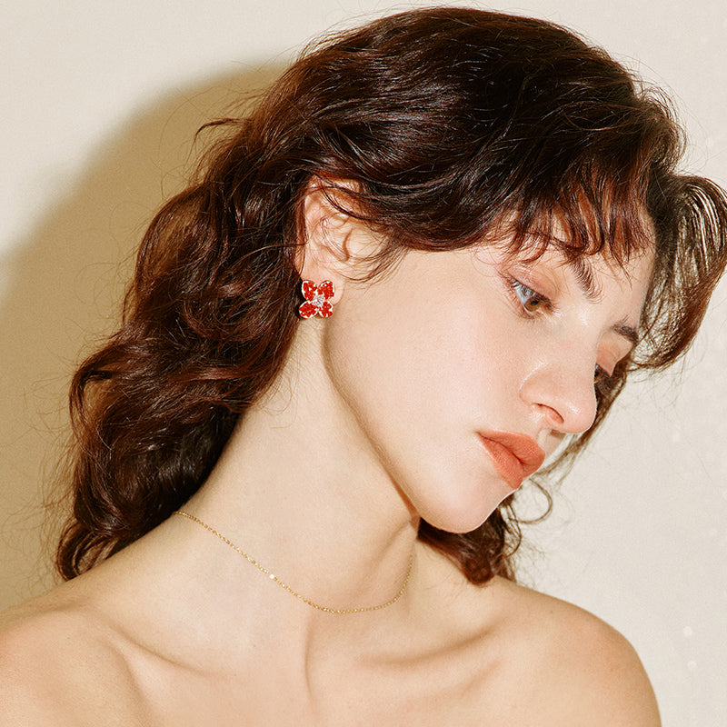 Crimson Blossom Studs — product and styling view 6