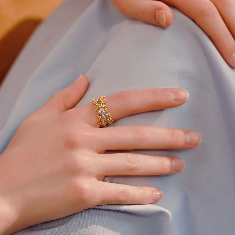 Gilded Floral Ring — product and styling view 2