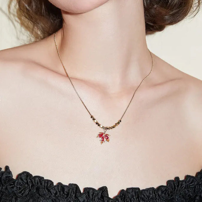 Crimson Maple Necklace — product and styling view 3