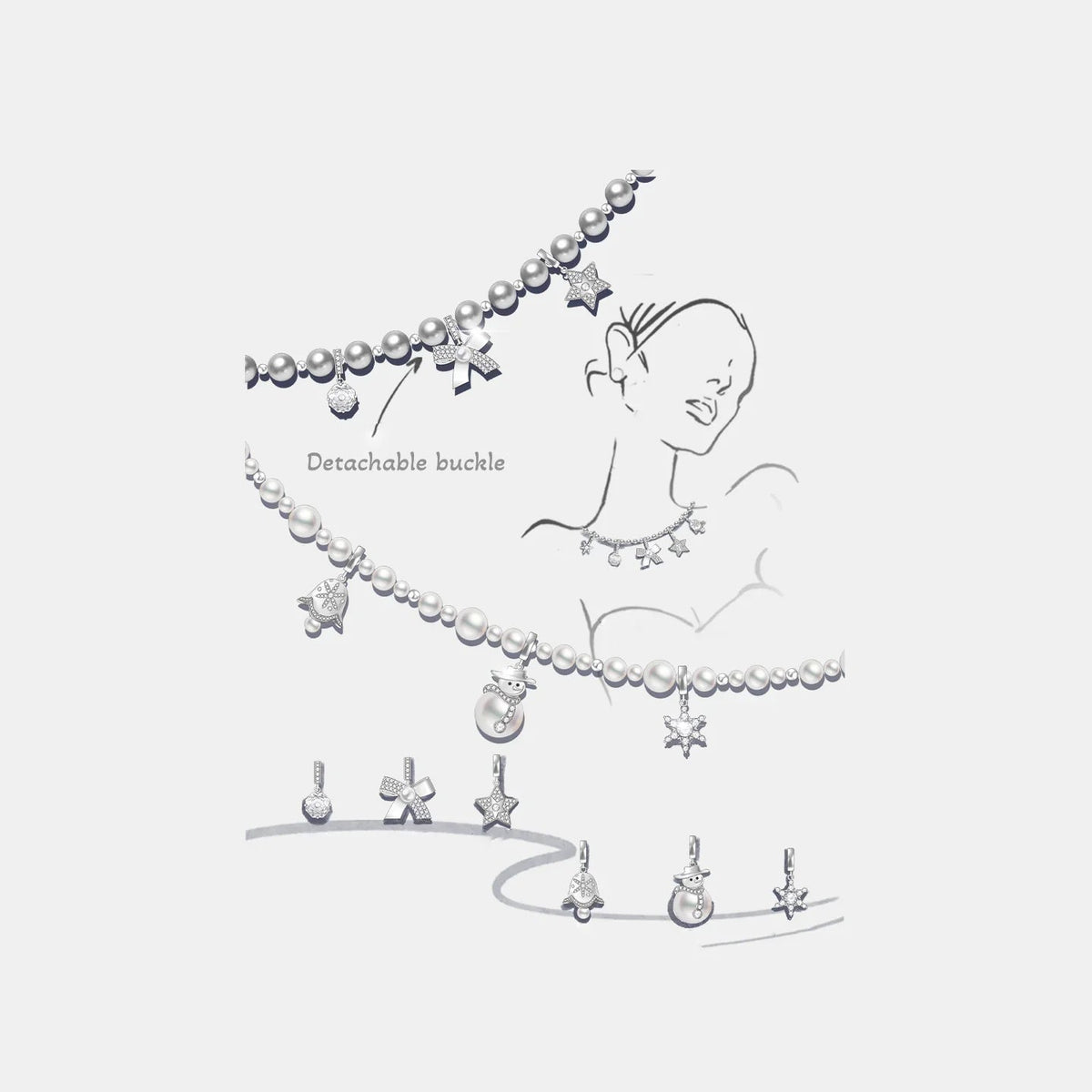 Starlight Snow Night Christmas Necklace — product and styling view 7