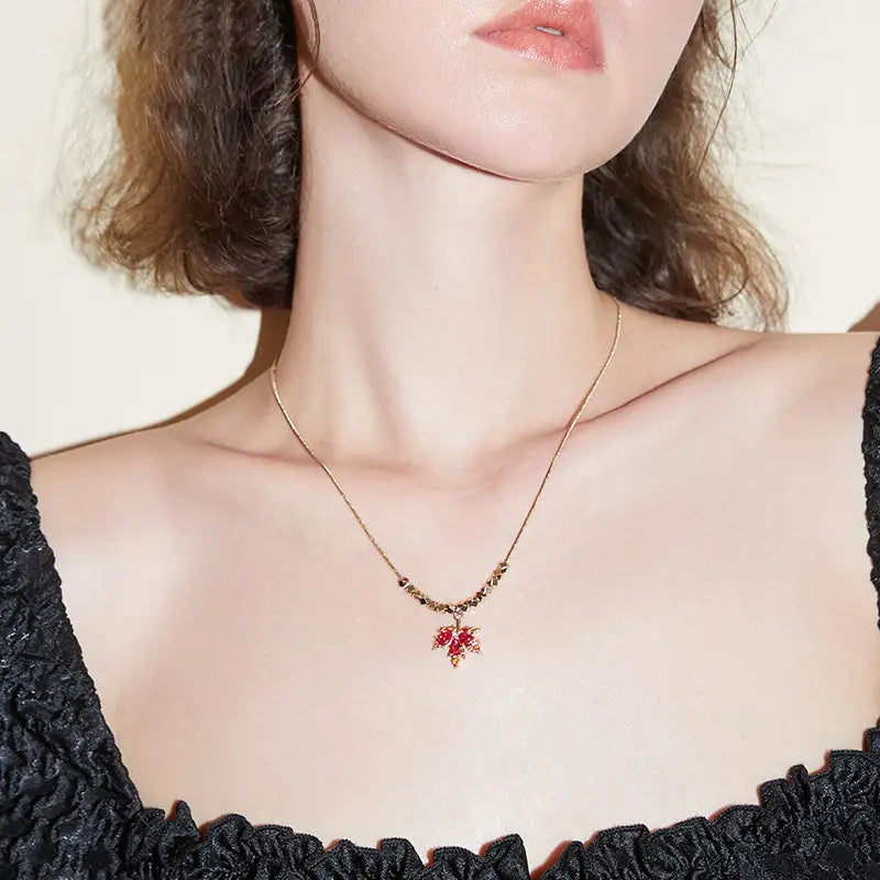Crimson Maple Necklace — product and styling view 2