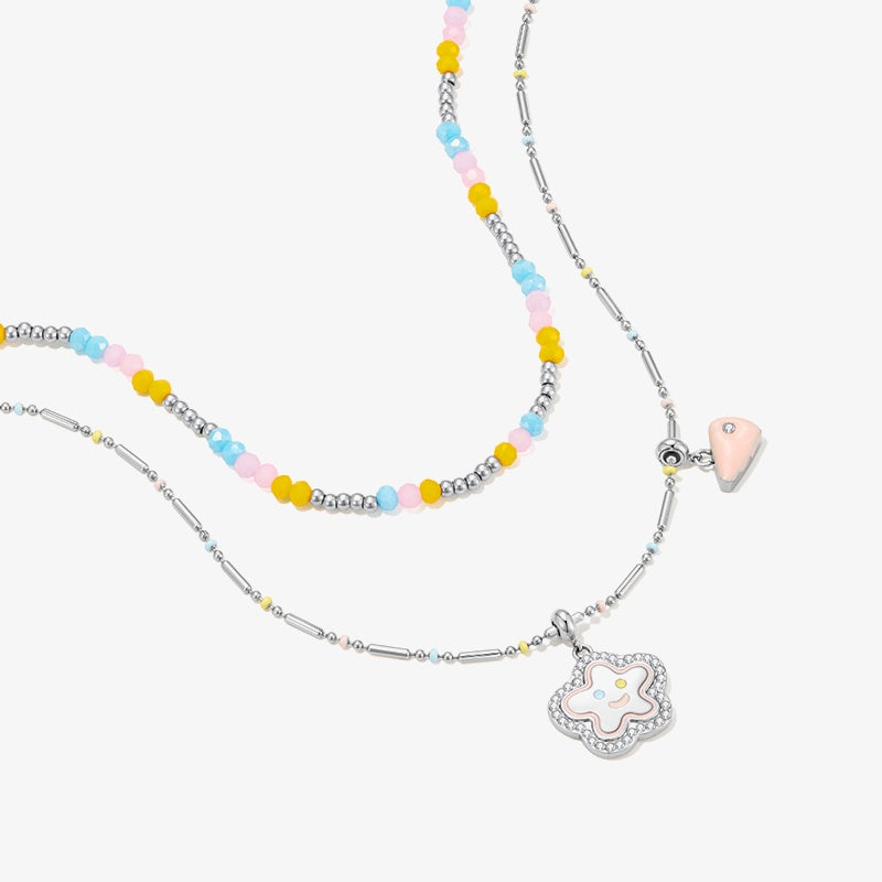 Pastel Bloom Charm Necklace — product and styling view 1