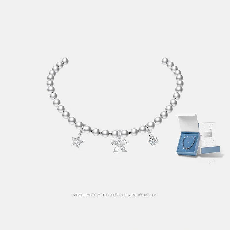 Starlight Snow Night Christmas Necklace — product and styling view 5