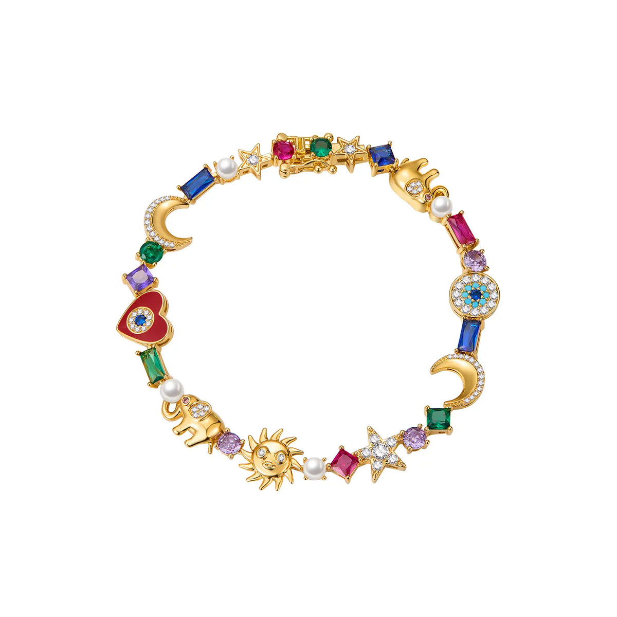 ZEGL 18K Gold Symbol Charm Bracelet — product and styling view 6