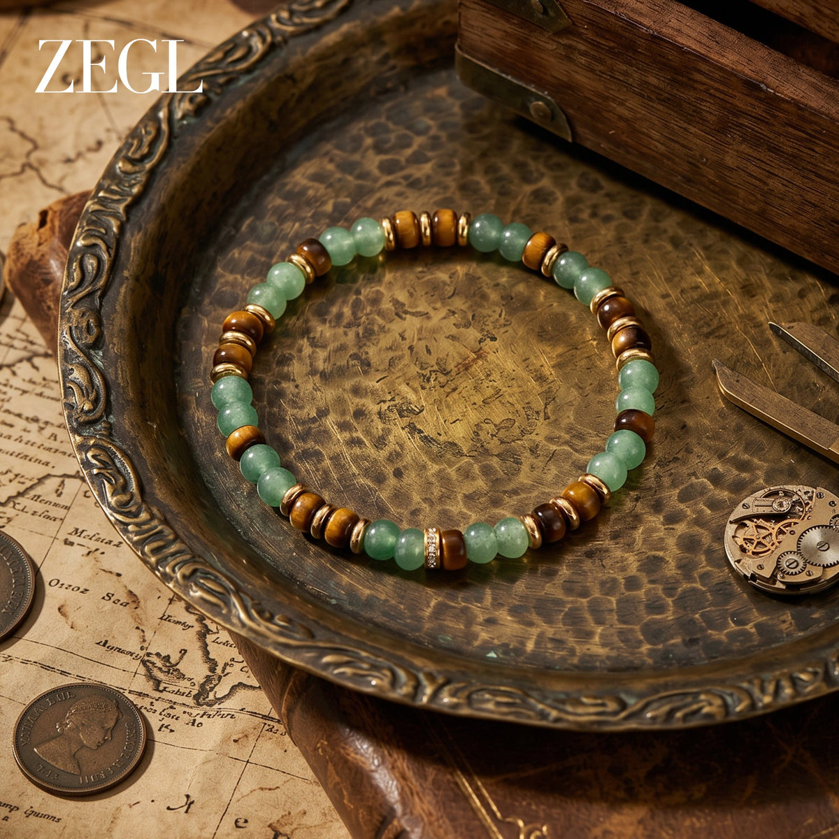 ZEGL Crystal Bead Bracelet — product and styling view 1