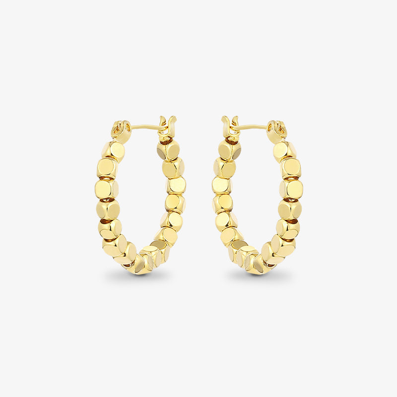 Golden Cube Earrings — product and styling view 1