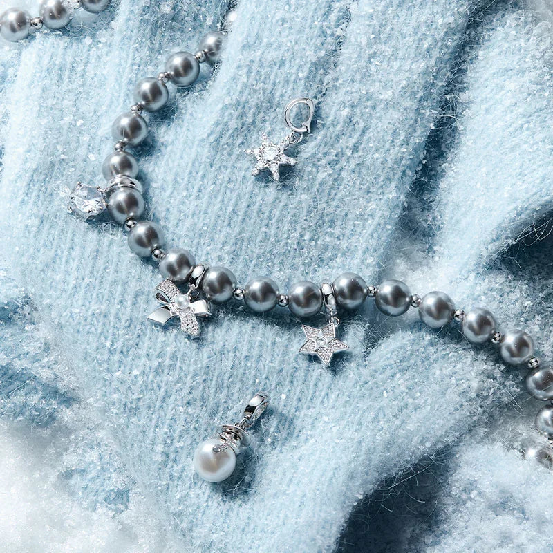Starlight Snow Night Christmas Necklace — product and styling view 4