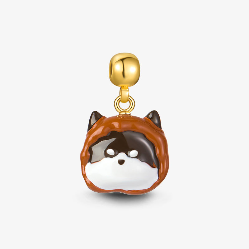 Caramel Black and white cat Charm — product and styling view 1