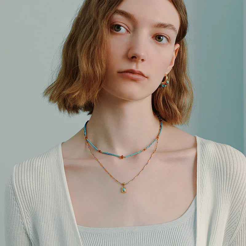 Azure Turquoise Necklace Set — product and styling view 2