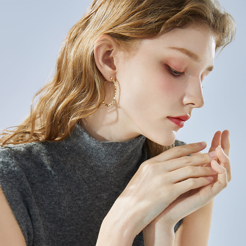 Minimalist Gold Hoops — product and styling view 3