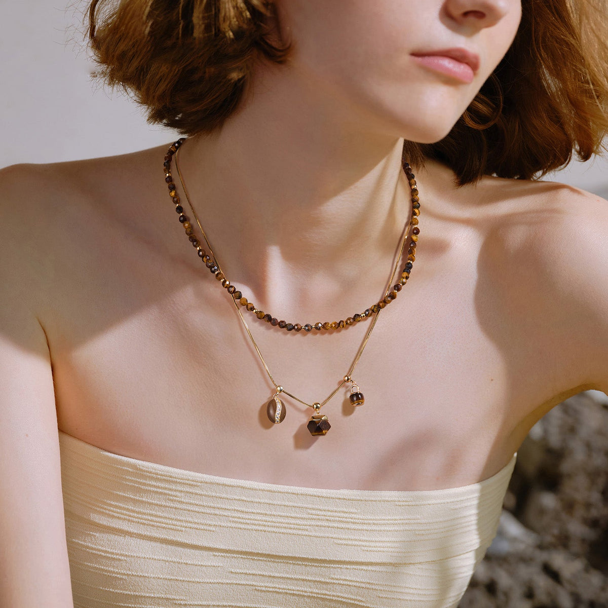 Tiger's Eye Charm — product and styling view 3
