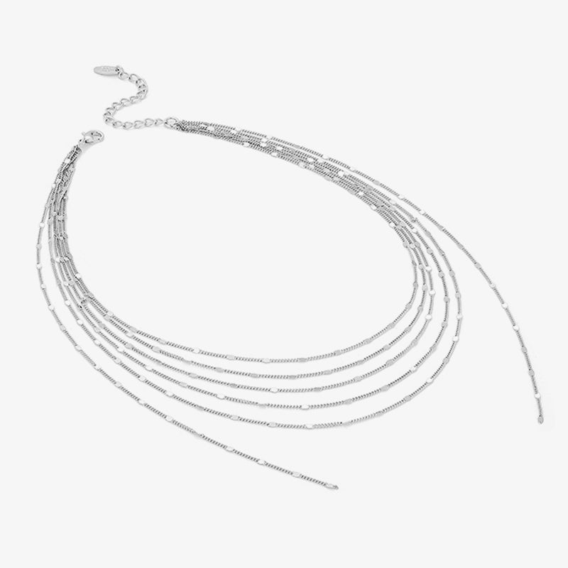 Sterling Silver Tassel Necklace — product and styling view 2