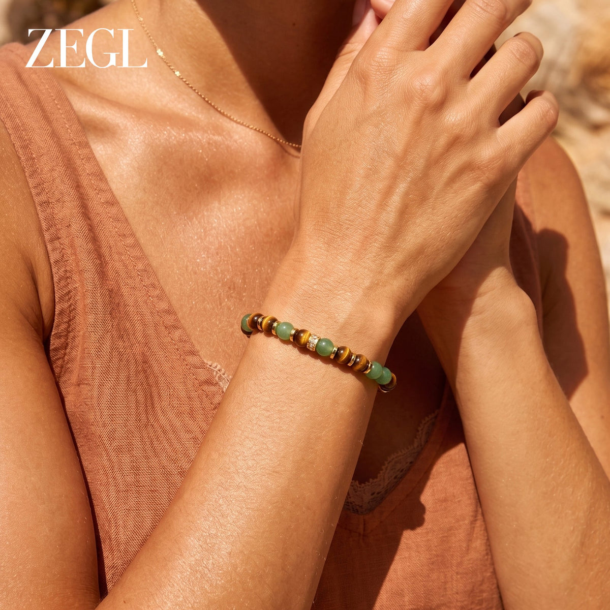 ZEGL Crystal Bead Bracelet — product and styling view 7