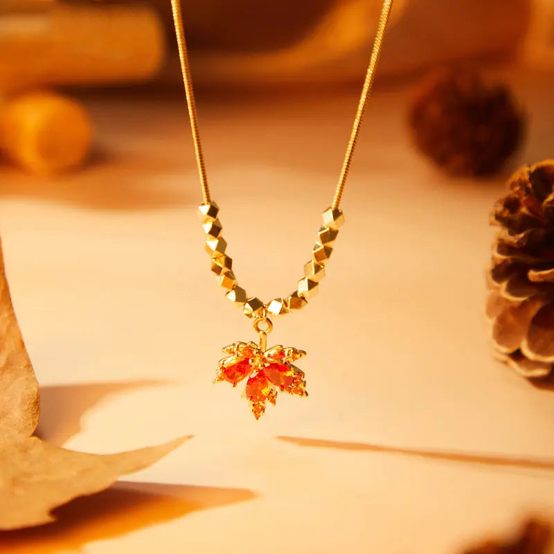 Crimson Maple Necklace — product and styling view 5
