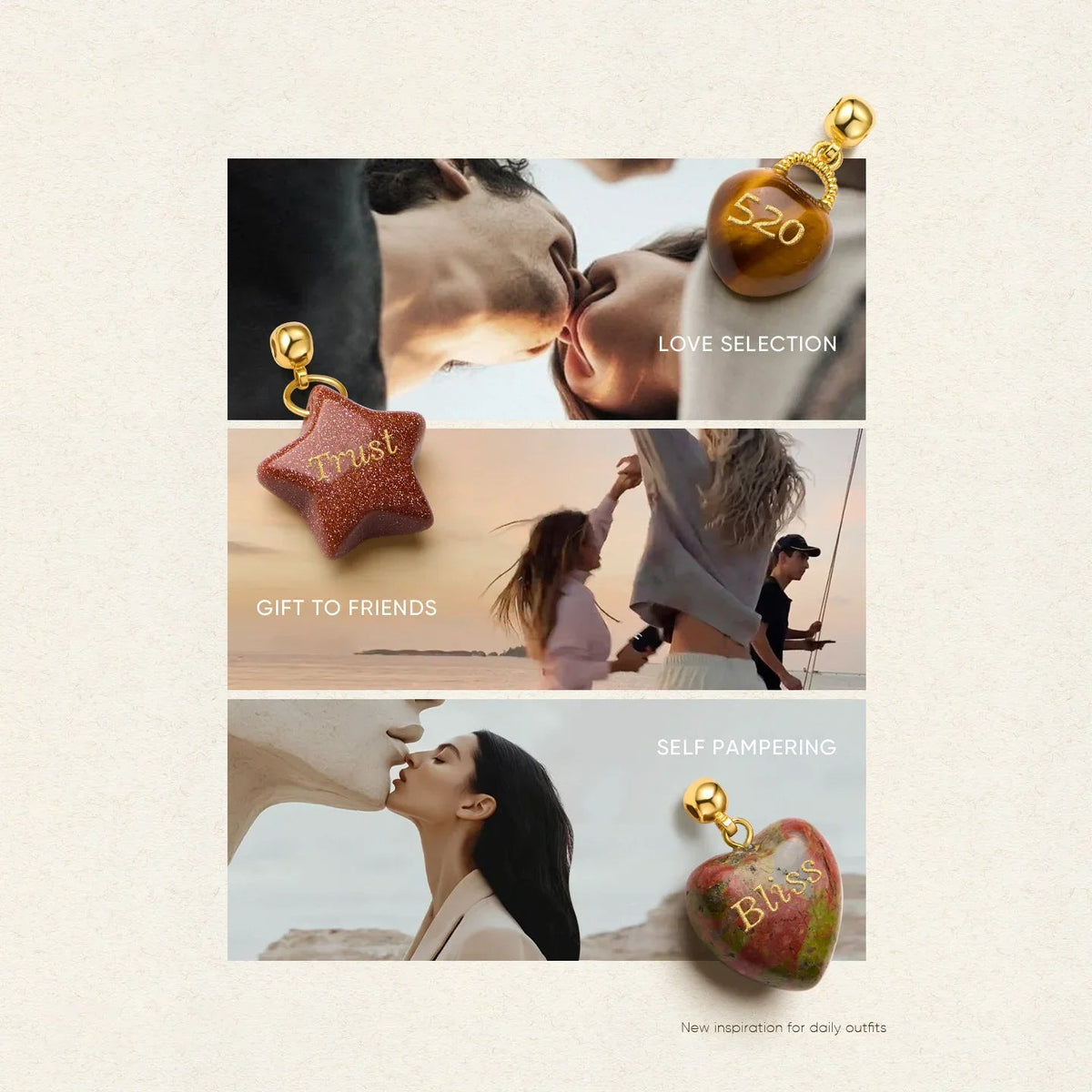Personalized Meaningful Stone Charm — product and styling view 5