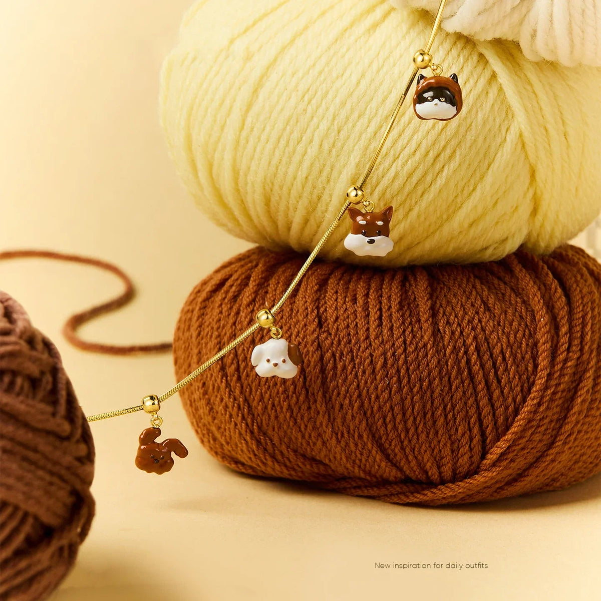 Caramel Teddy Dog Charm — product and styling view 5