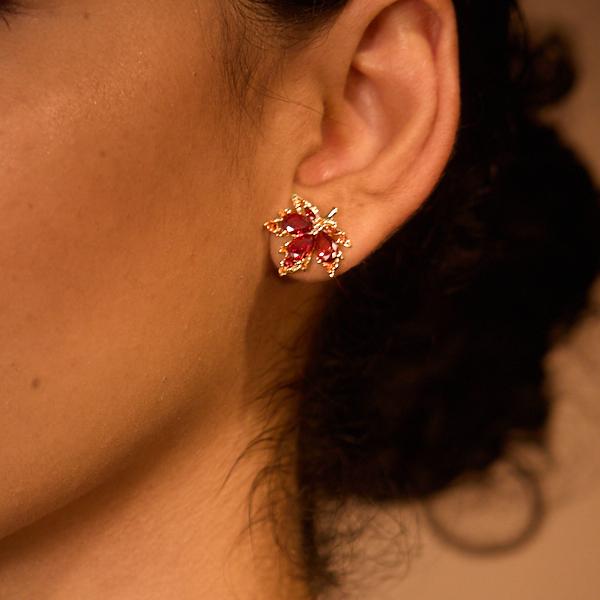 Dainty Maple Leaf Studs — product and styling view 2