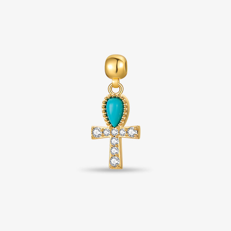 Turquoise Egyptian Ankh Charm — product and styling view 1