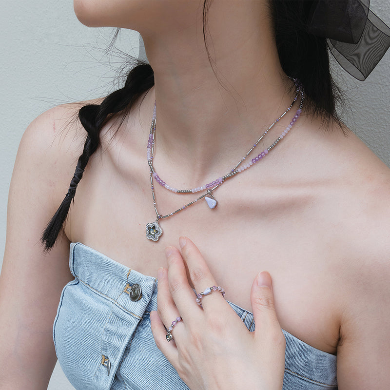 Pastel Bloom Charm Necklace — product and styling view 7