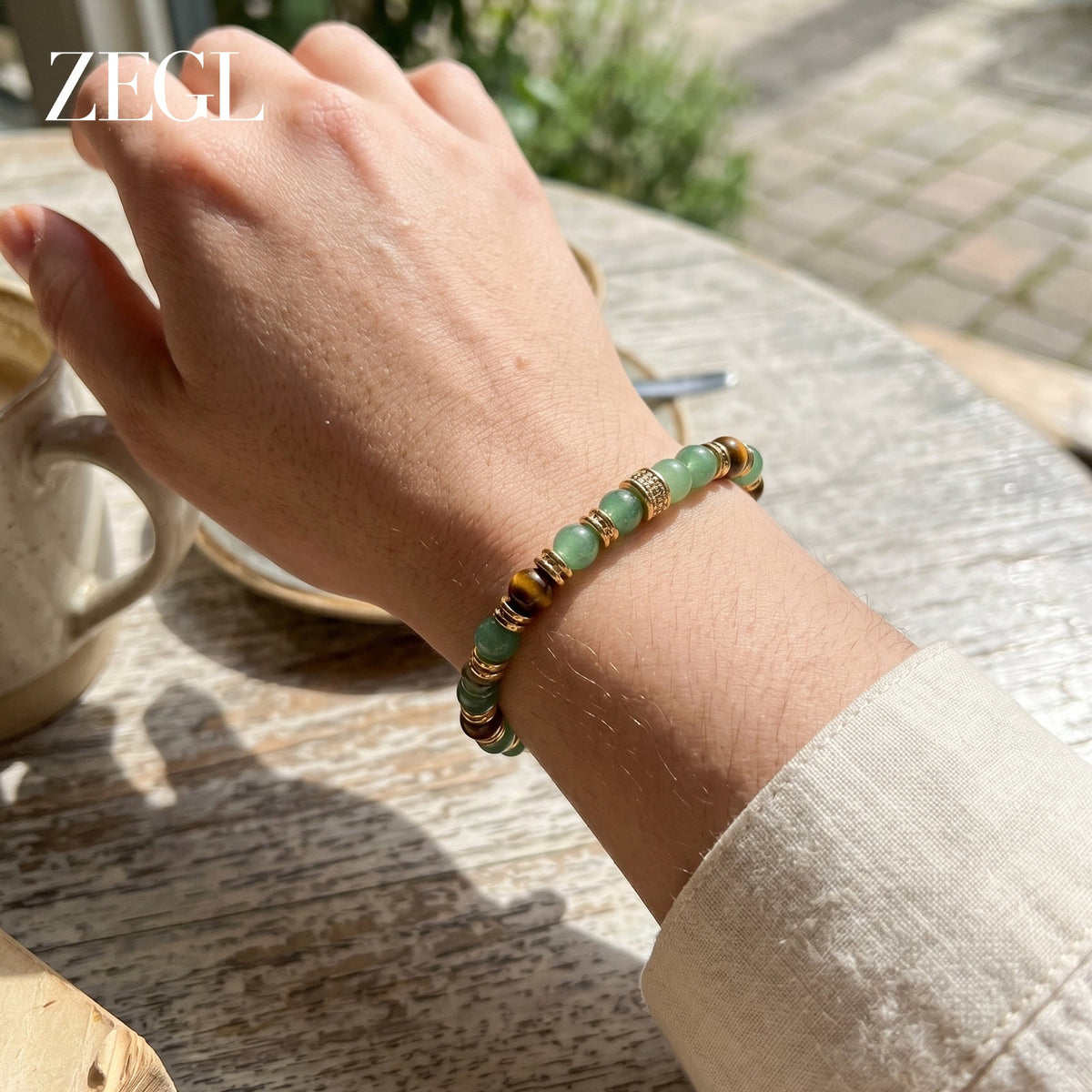 ZEGL Crystal Bead Bracelet — product and styling view 5