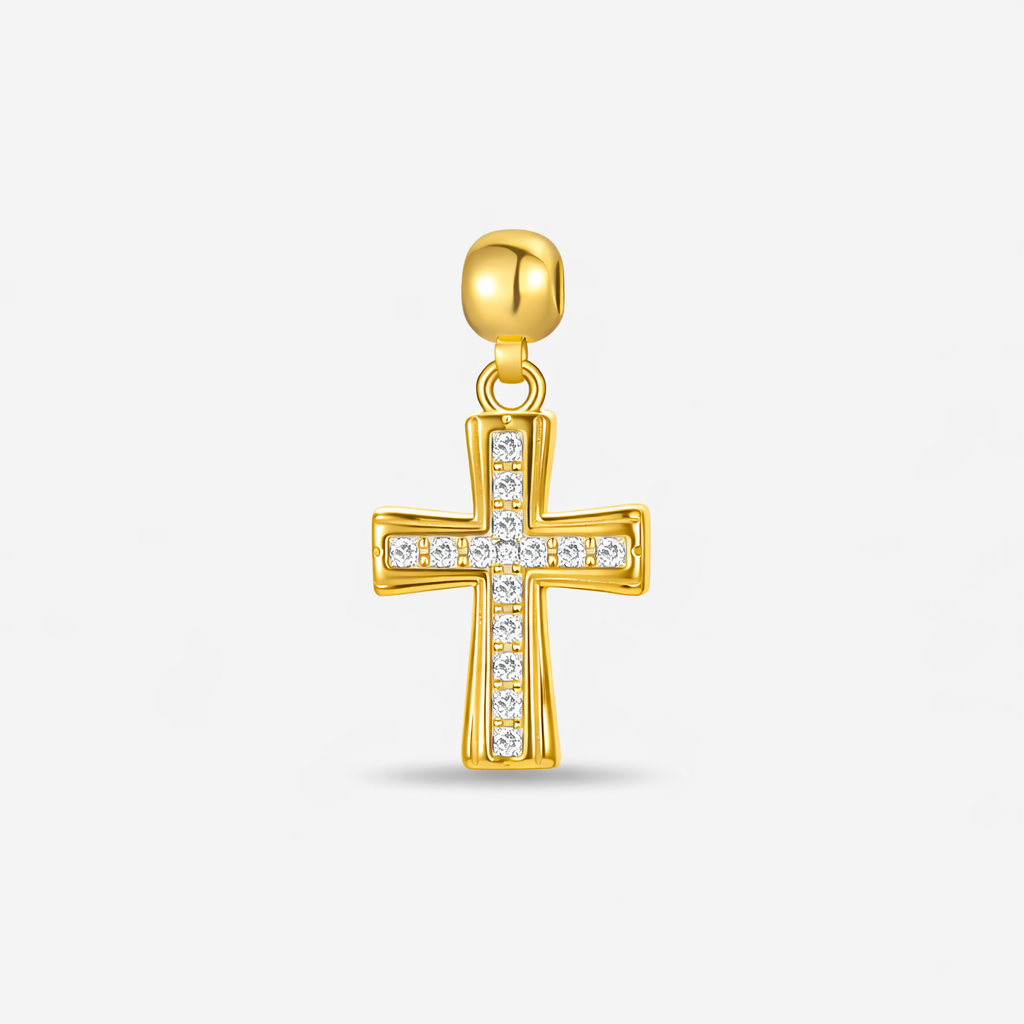 Classic Pavé Cross Charm — product and styling view 1