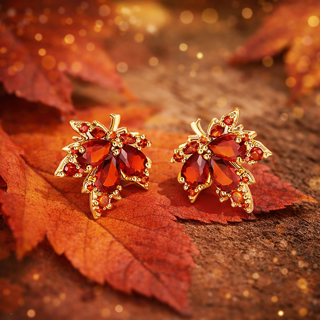 Dainty Maple Leaf Studs — product and styling view 10